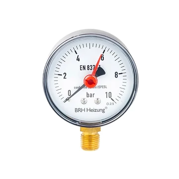 - Hátsó bekötésű nyomásmérő óra  - Menet csatlakozás: 1/4" KM  - Óra körátmérő 50mm és 63mm közötti  - Számlap 0-10 Bár