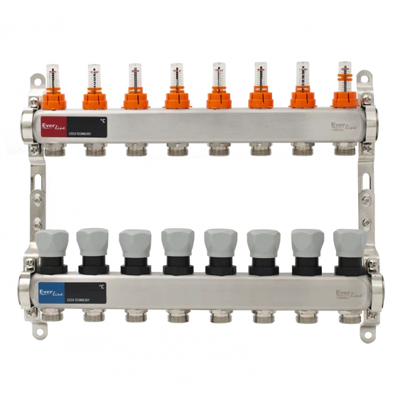 BRH RM-áramlásmérős osztó, bilincsre szerelve 1"BB-3/4"eurokonus, 8 körös, hossz: 41cm, sz.: SZP-2, SZP-3, SZN-2, SZN-3